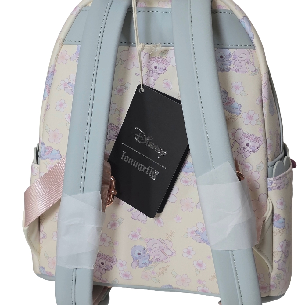 Loungefly Disney Stitch Cherry Blossom Mini Backpack NWT Pastel Floral - Picture 3 of 9